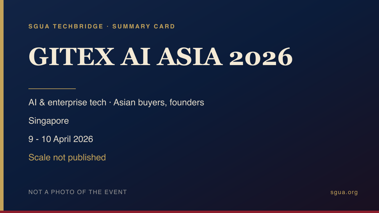 GITEX AI ASIA 2026 summary card with topic, country, dates and scale — not a photo of the event
