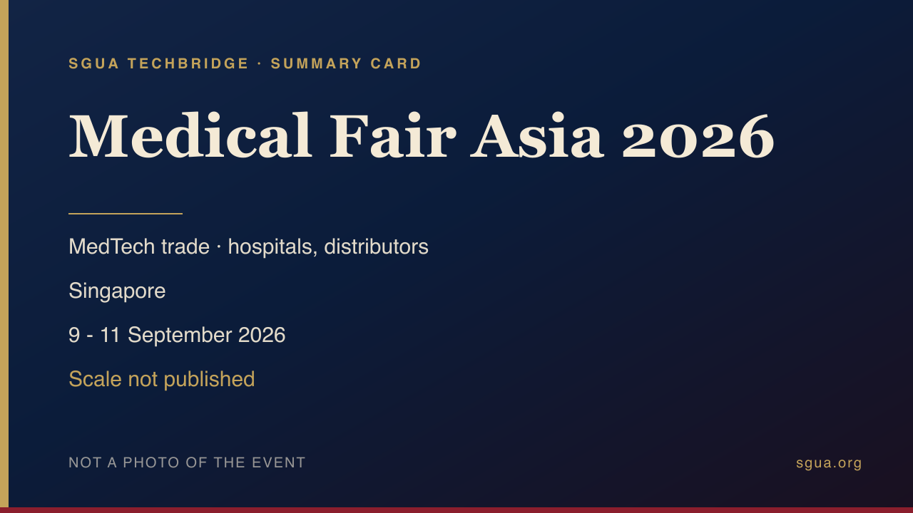 Medical Fair Asia 2026 summary card with topic, country, dates and scale — not a photo of the event