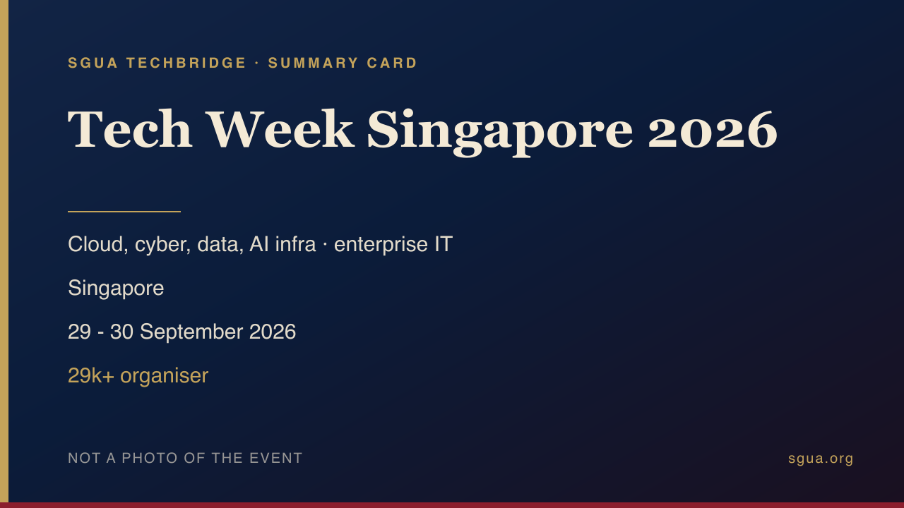 Картка-підсумок Tech Week Singapore 2026: тема, країна, дати та масштаб — не фото події