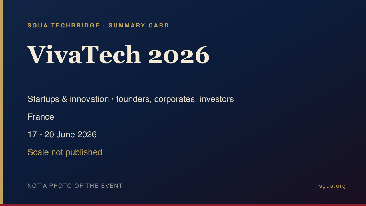 Картка-підсумок VivaTech 2026: тема, країна, дати та масштаб — не фото події